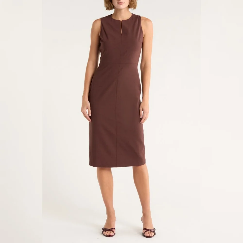 Theory Miyani Midi Dress In Polished Ponte Black Size 4 - Picture 2 of 6